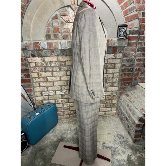 suit 3 piece plaid black brown red 1980s - Picture 16 of 16